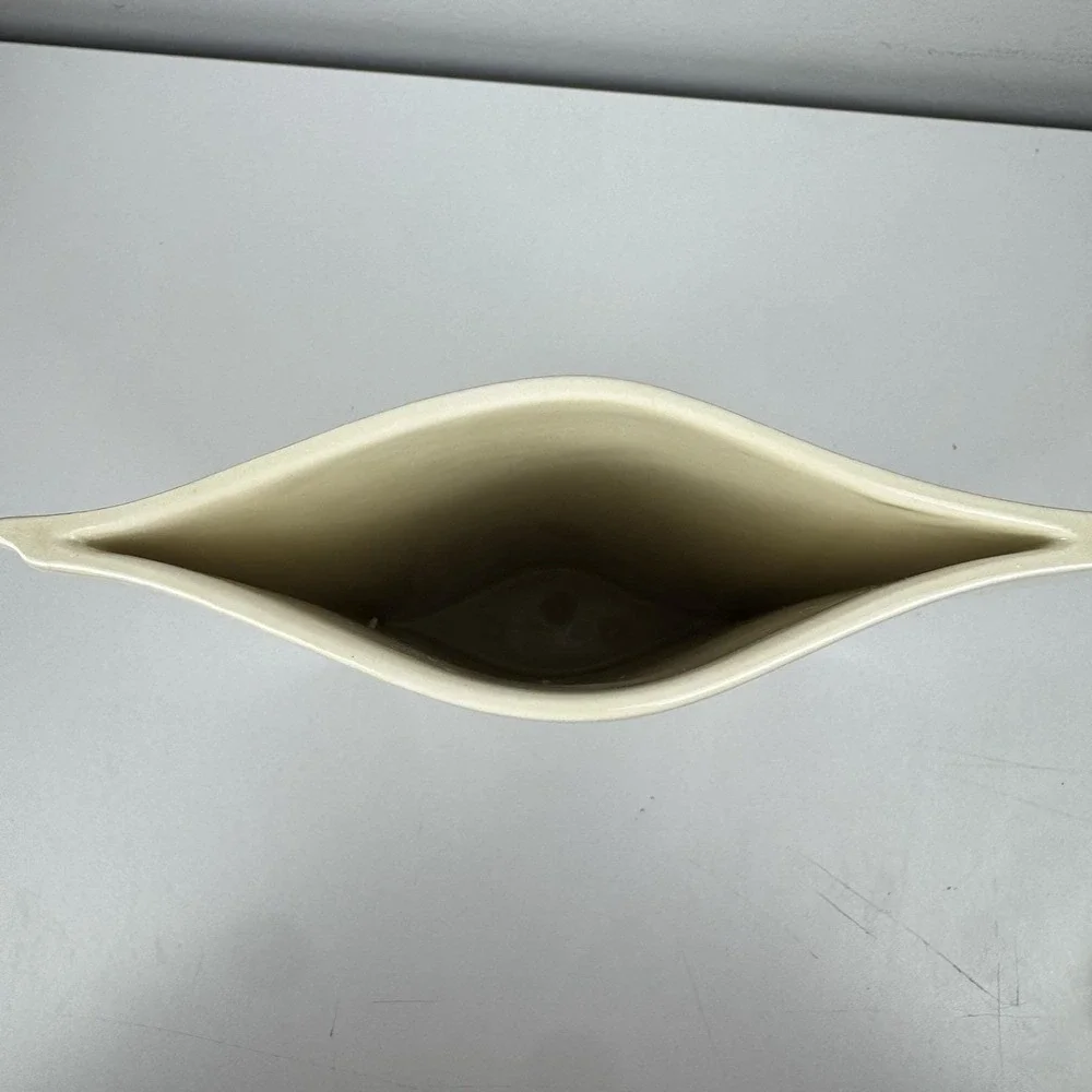 Vtg MCM Sculptural Asymmetrical Ceramic Vase Studio Pottery Japandi‎ Floral